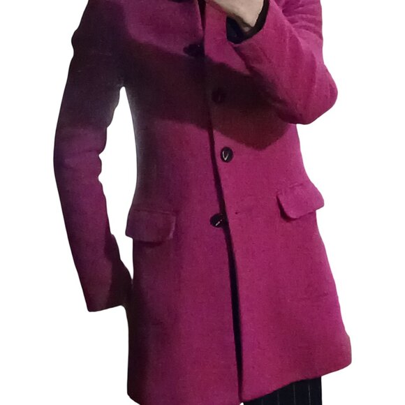 H & M Wool Blend Fuchsia Peacoat XS - Picture 2 of 8